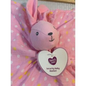 Parent choice rabbit blanket pink rattle 17"x17"